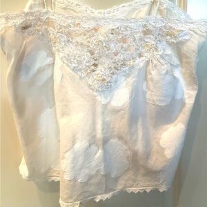 Victoria's Secret White Lace & Beaded Camisole Top Gold Label Cotton Feminine